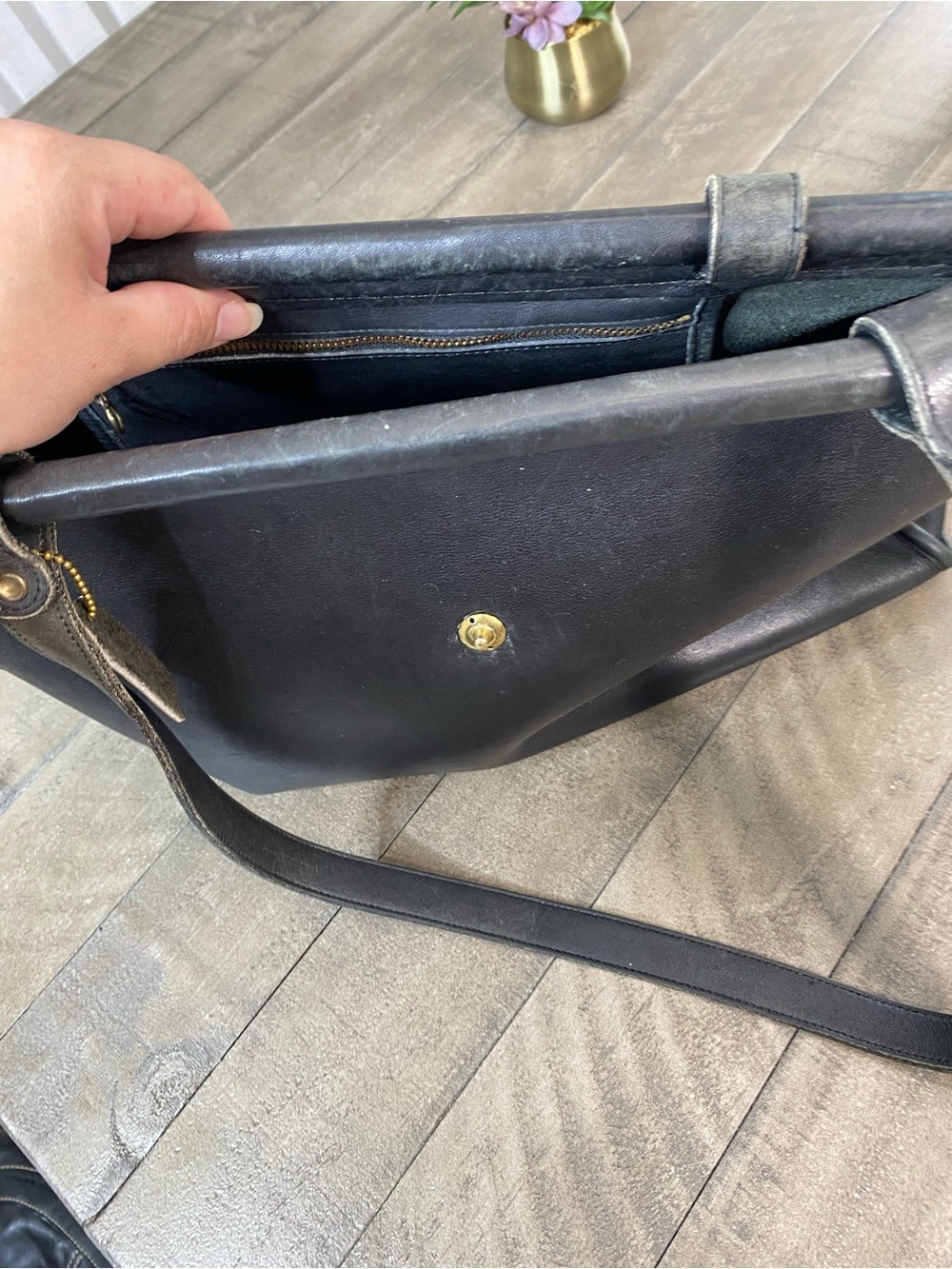 90s Vintage Coach Barclay Tote Black Glove Tanned Leather Business Bag USA - Picture 9 of 13